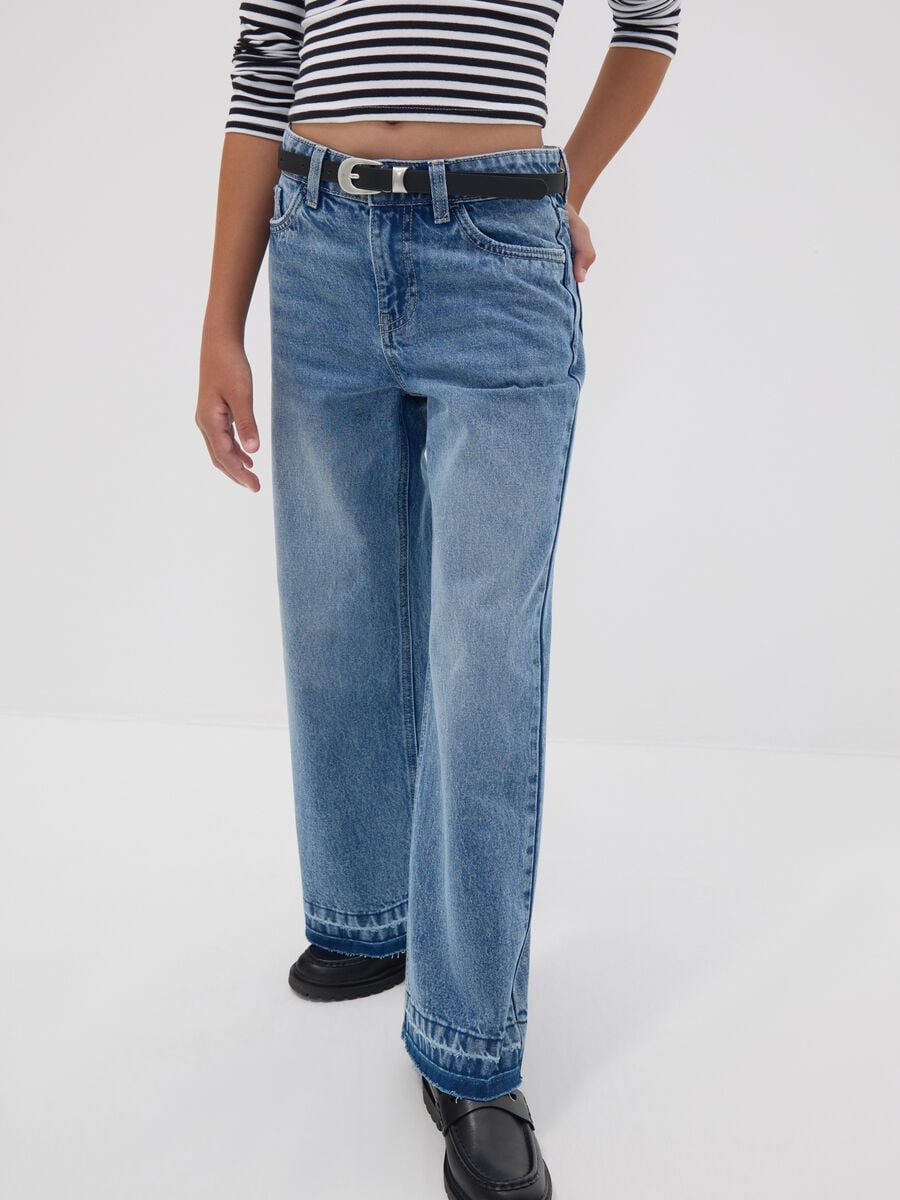 Pure cotton denim culotte jeans for girls_2