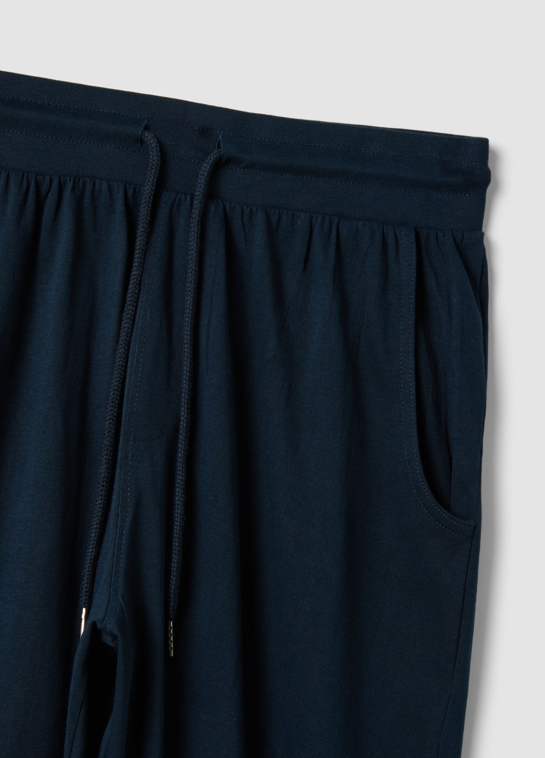 Blaue Pyjamahose aus Bio-Baumwolle mit Kordelzug
