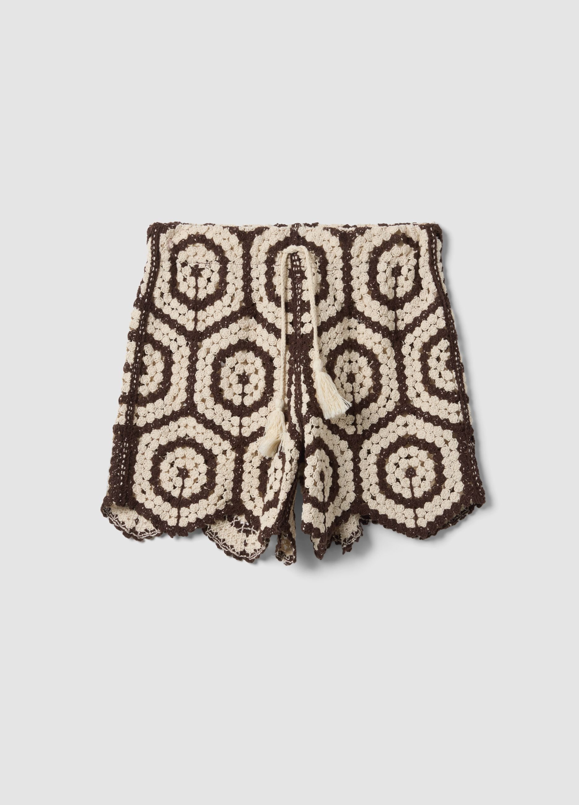 Multicolour crochet cotton-blend regular-fit shorts