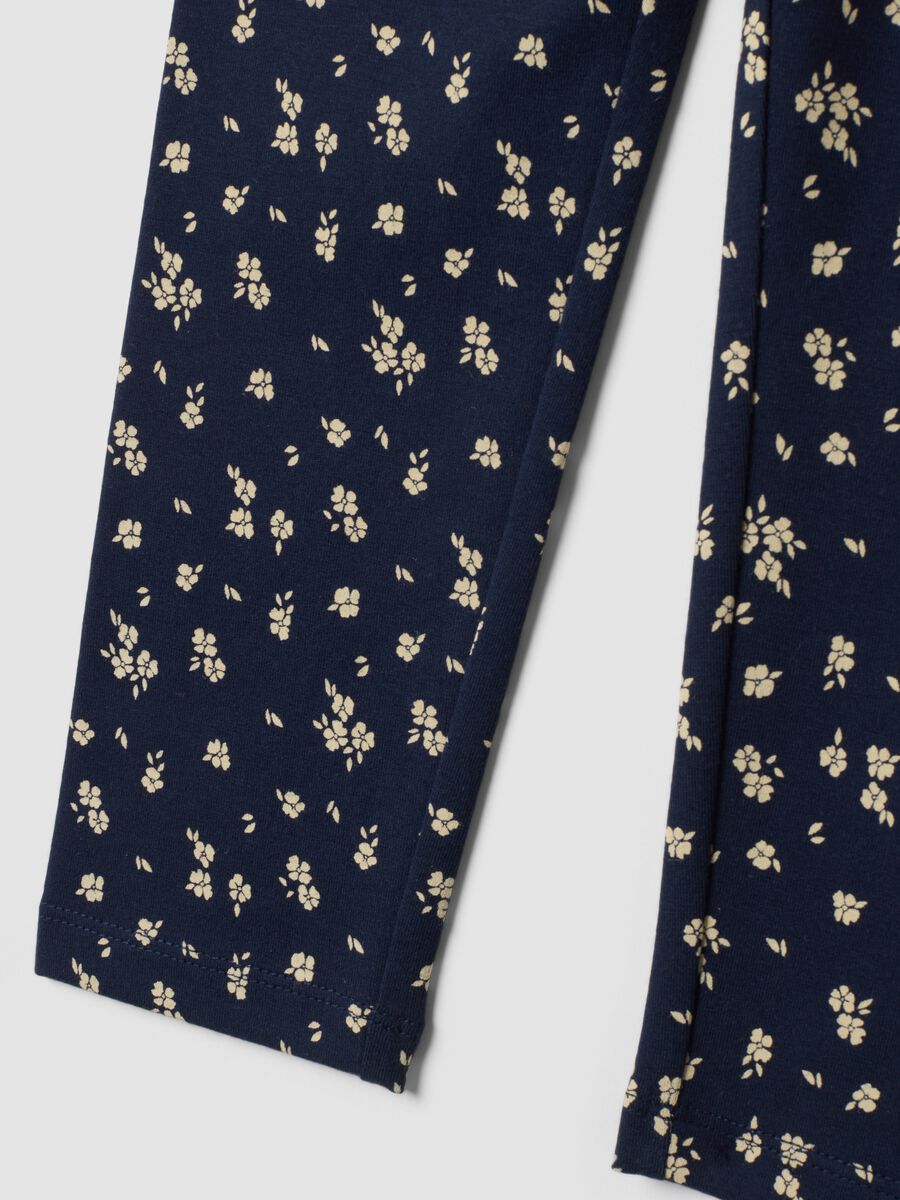 Blue floral stretch organic cotton leggings_3