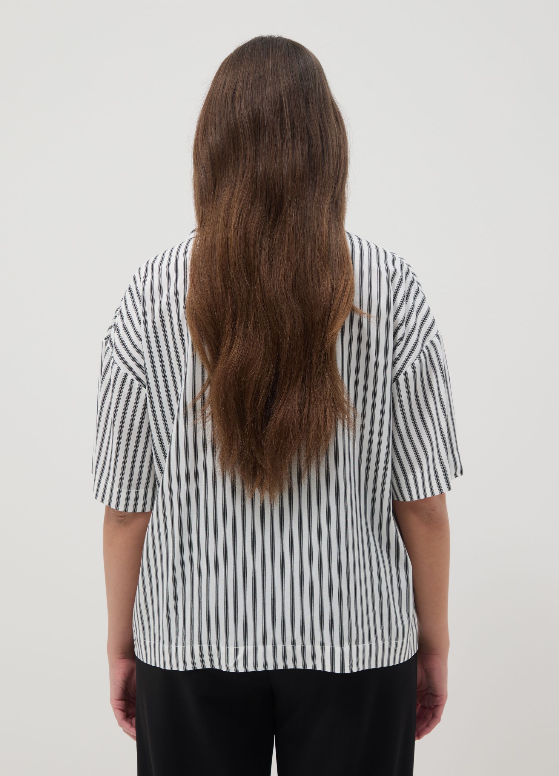 White pure viscose striped shirt