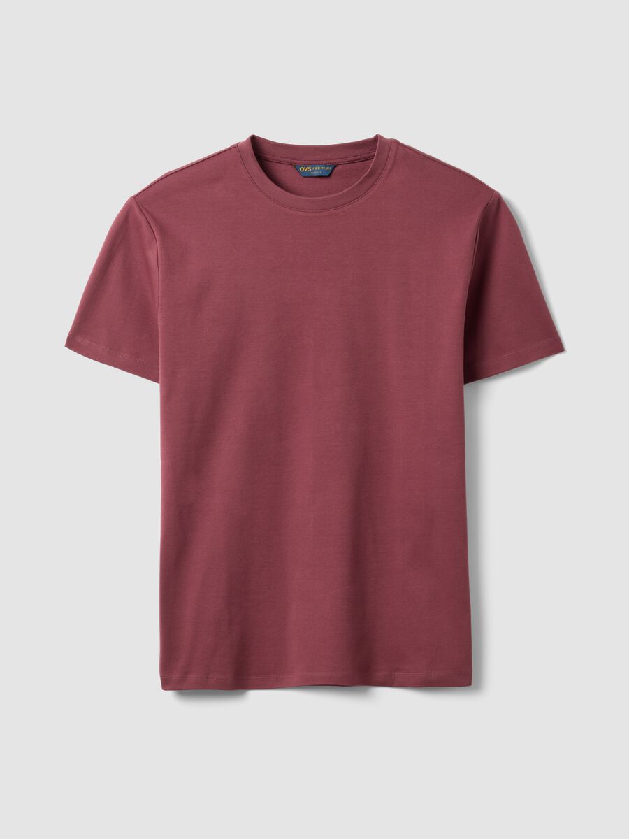 Red slim-fit T-shirt in pure mercerised cotton_0