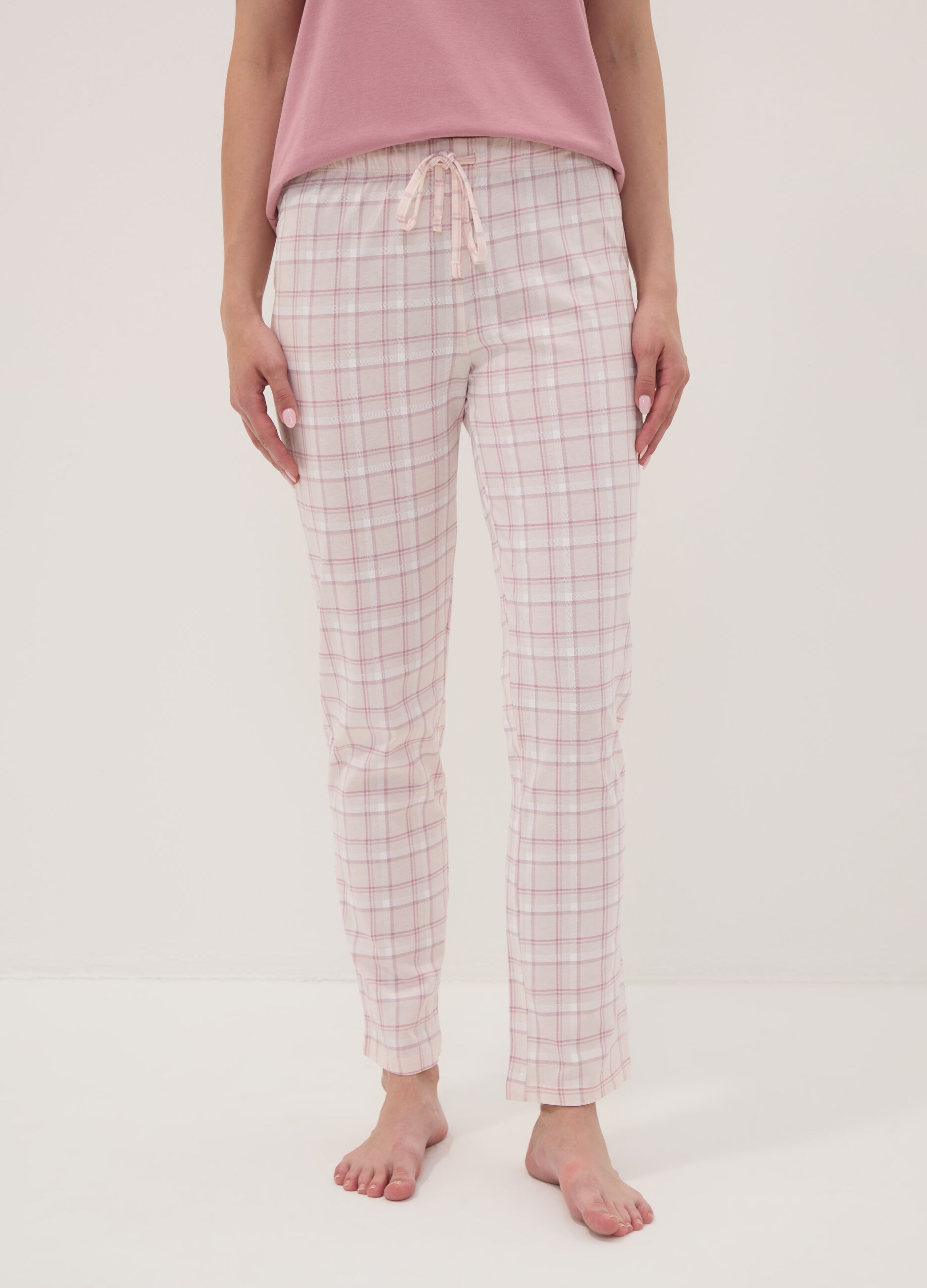 Pantaloni pigiama multicolor in puro cotone organico a quadri