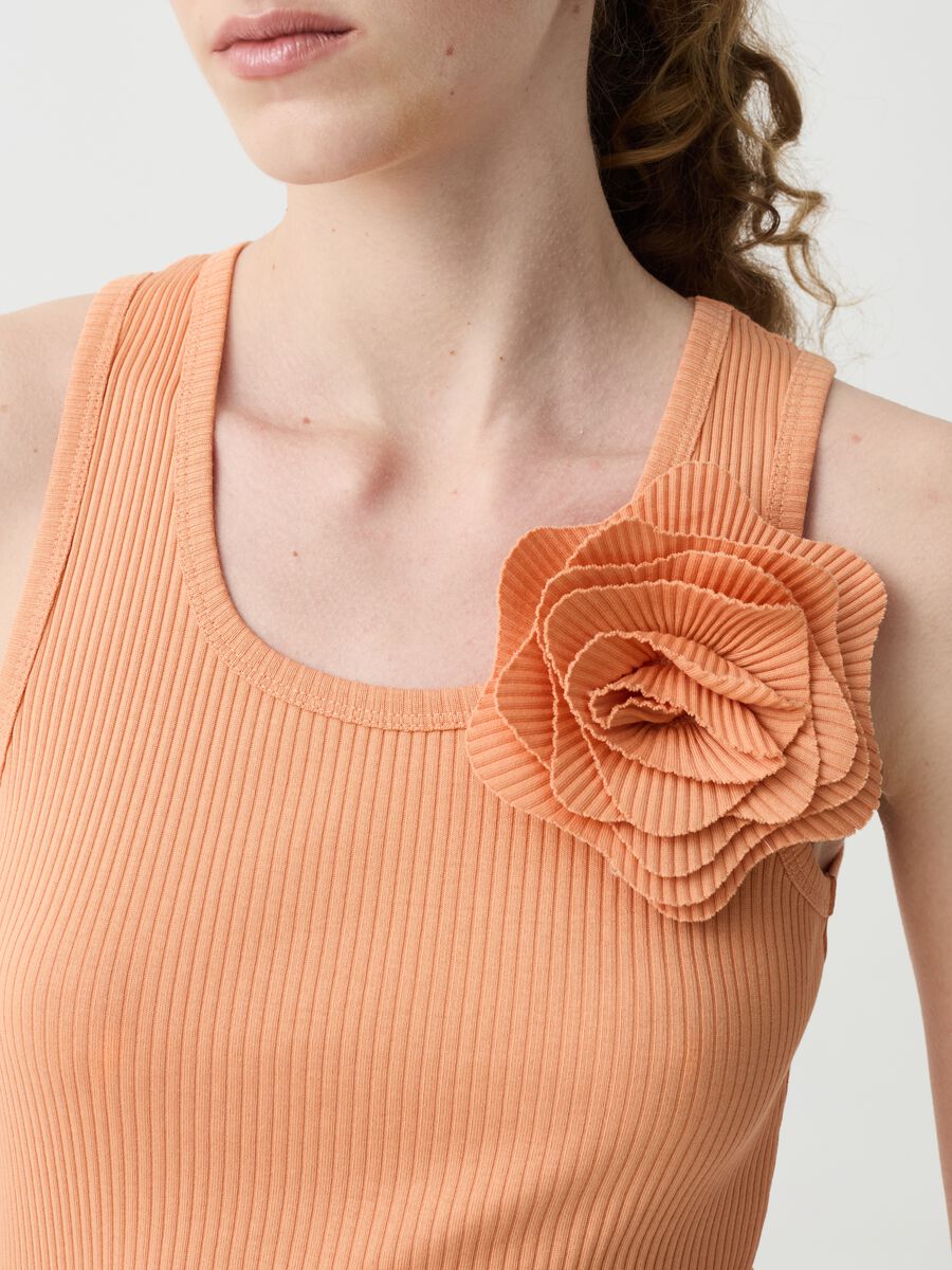 Ribbed tank top with flower_1
