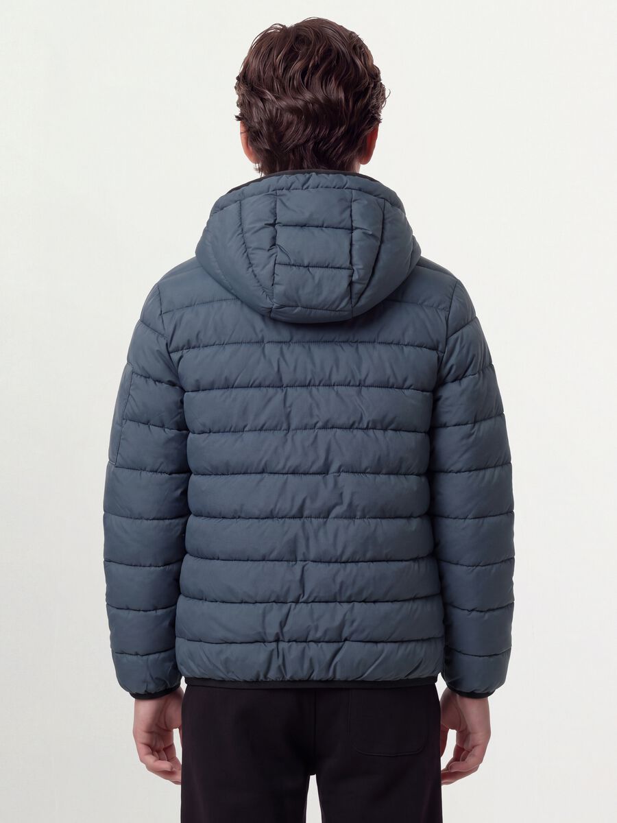 Grey Ultralight padded hooded jacket with zip for boys_2