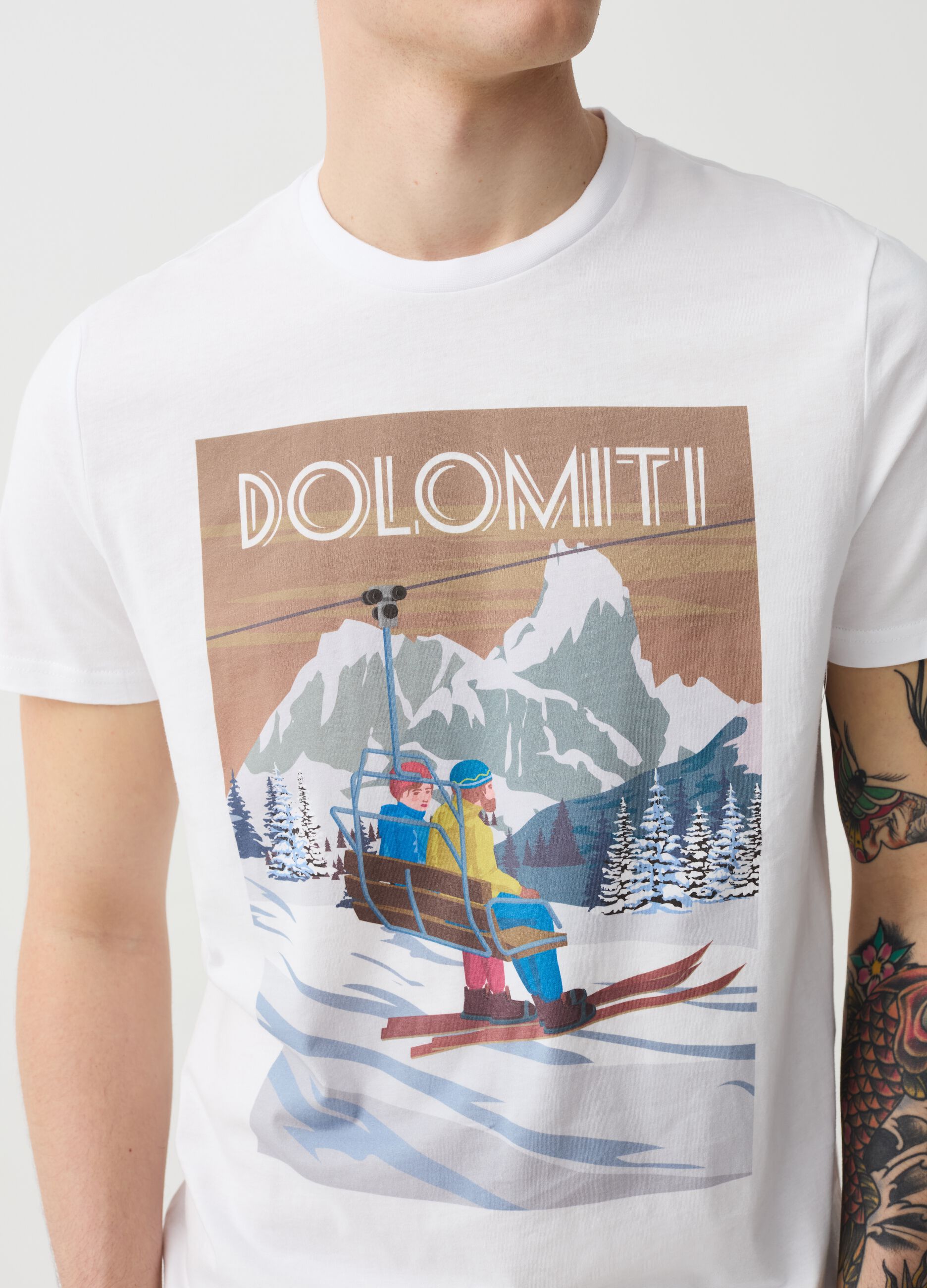 T-shirt in cotone stampa Dolomiti
