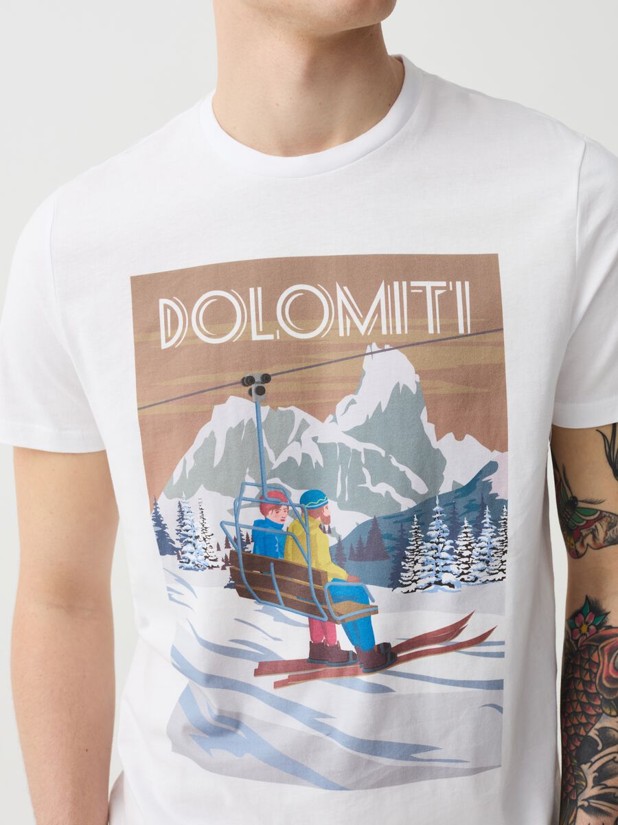Cotton t-shirt with Dolomiti print_1