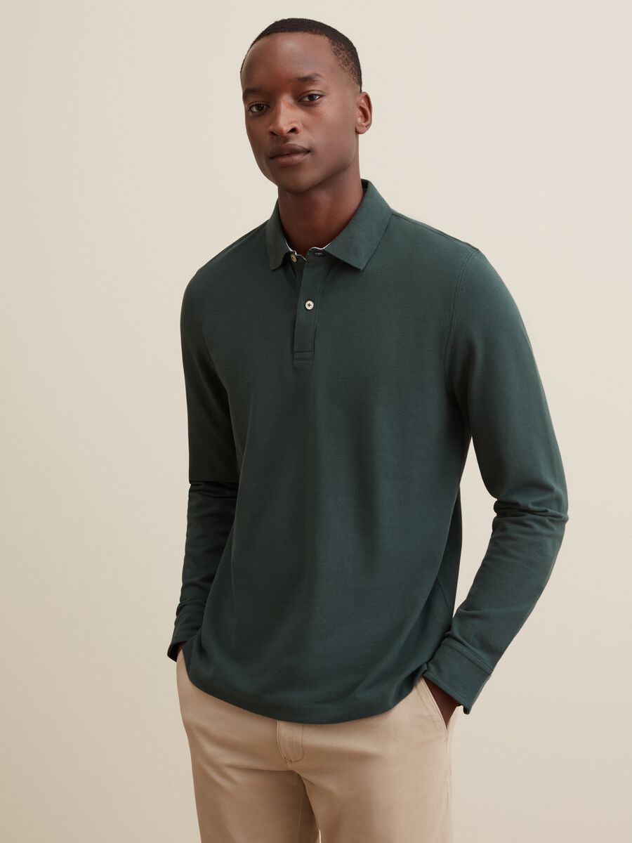 Cotton polo shirt with long sleeves_3