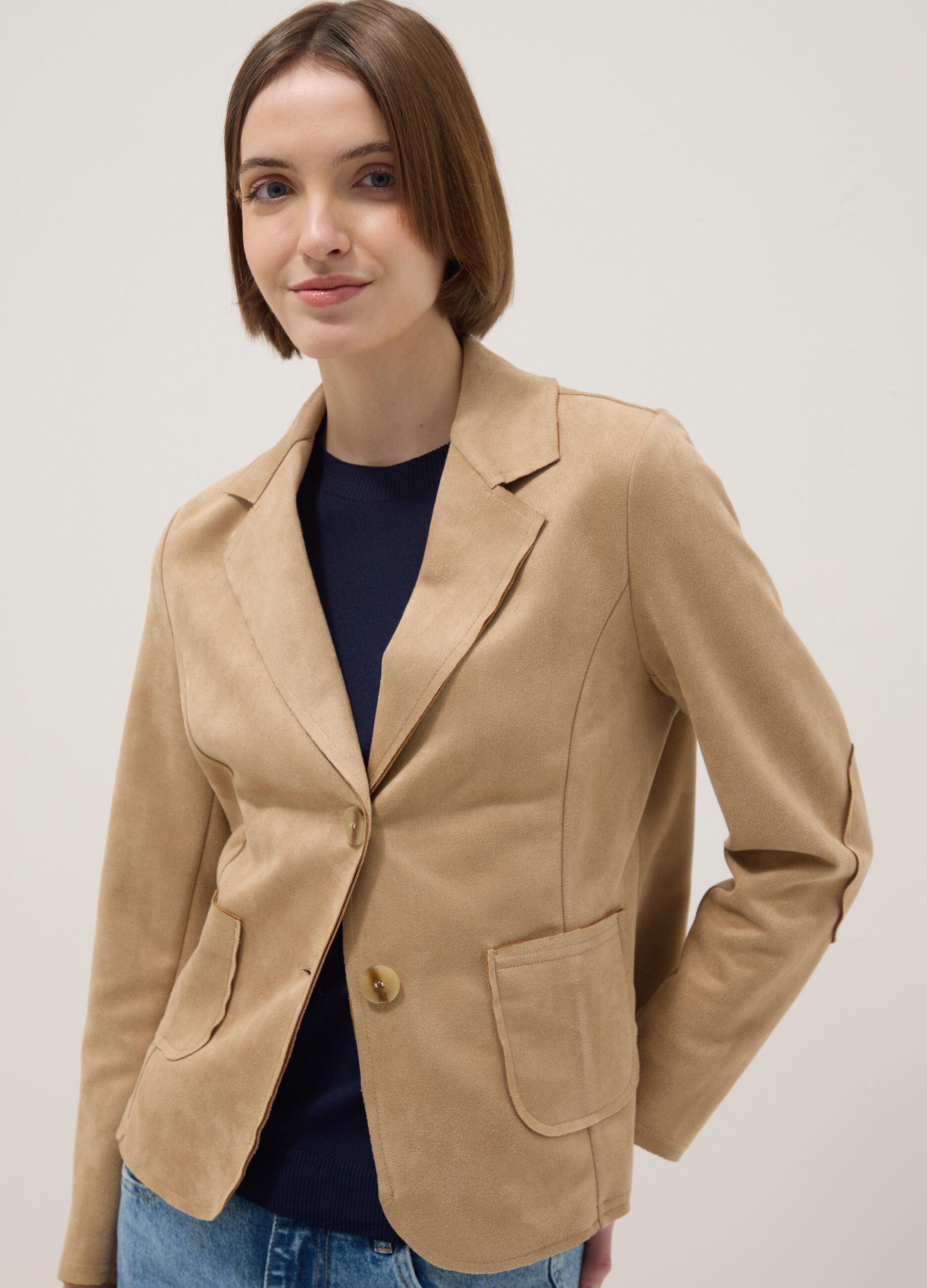 Beige Lightweight Regular Fit Jacket with Pockets