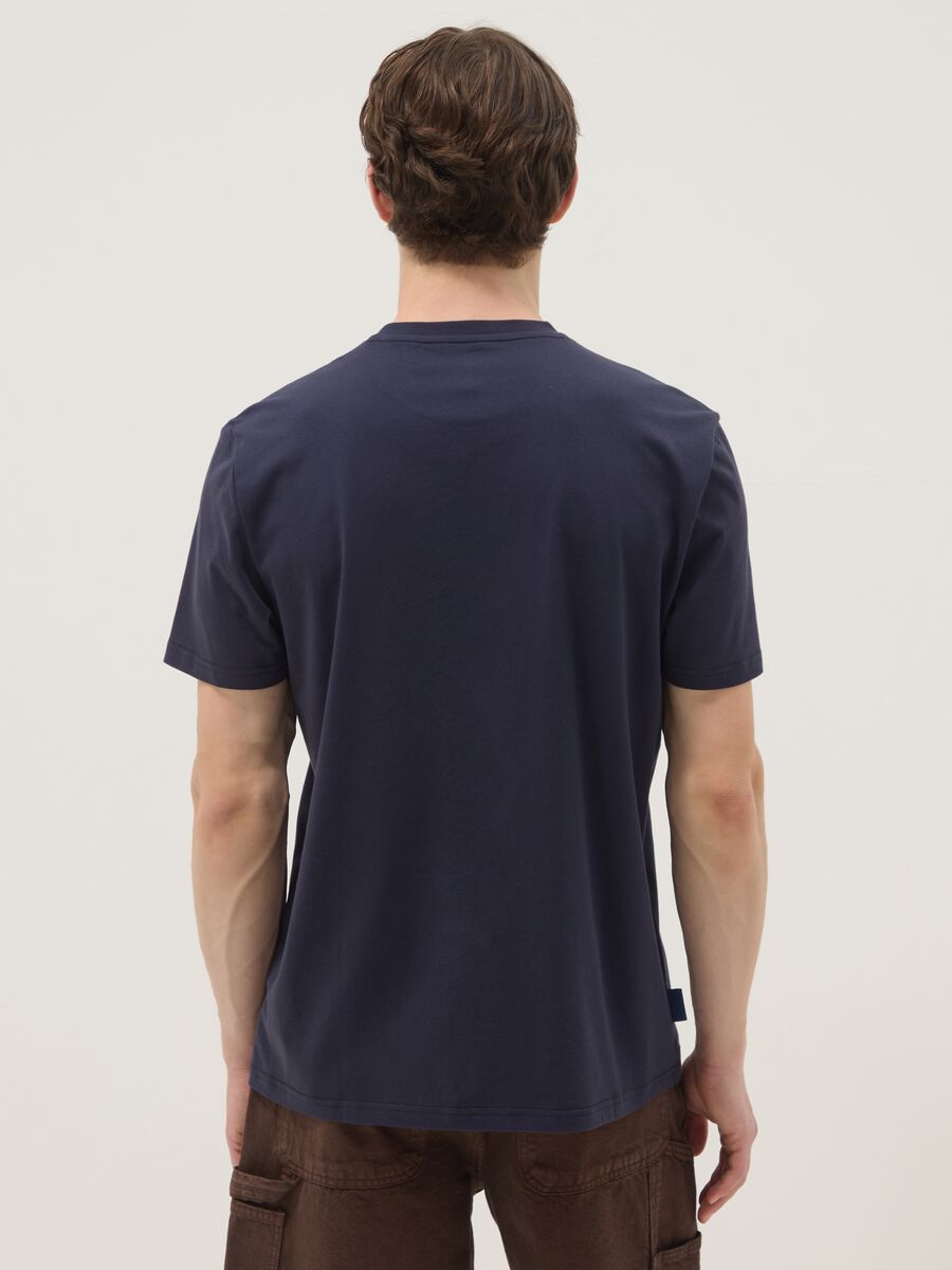 Blaues T-Shirt aus reiner Baumwolle mit kurzen &Auml;rmeln, Regular Fit_3