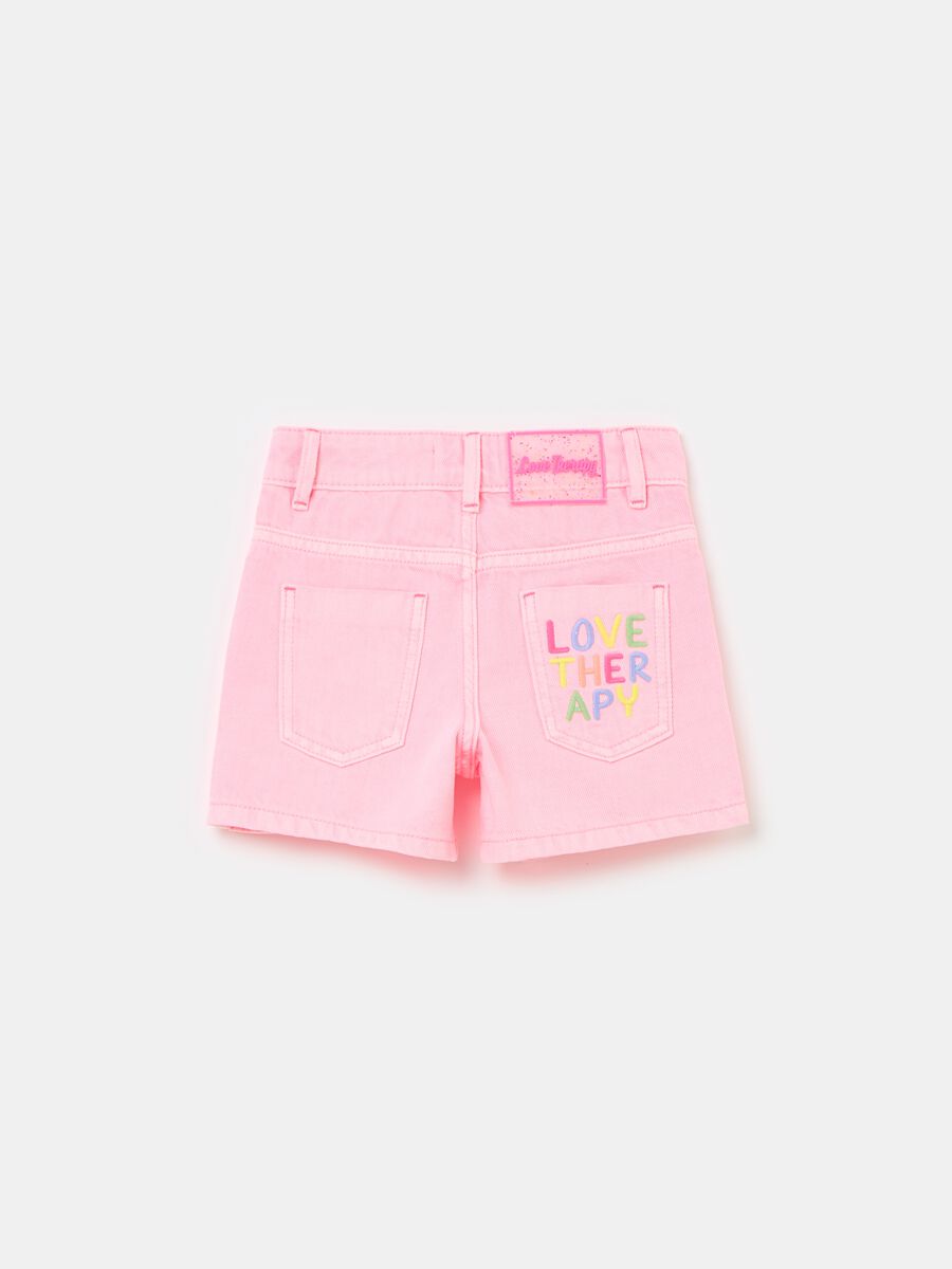 Drill shorts with heart embroidery and logo_1