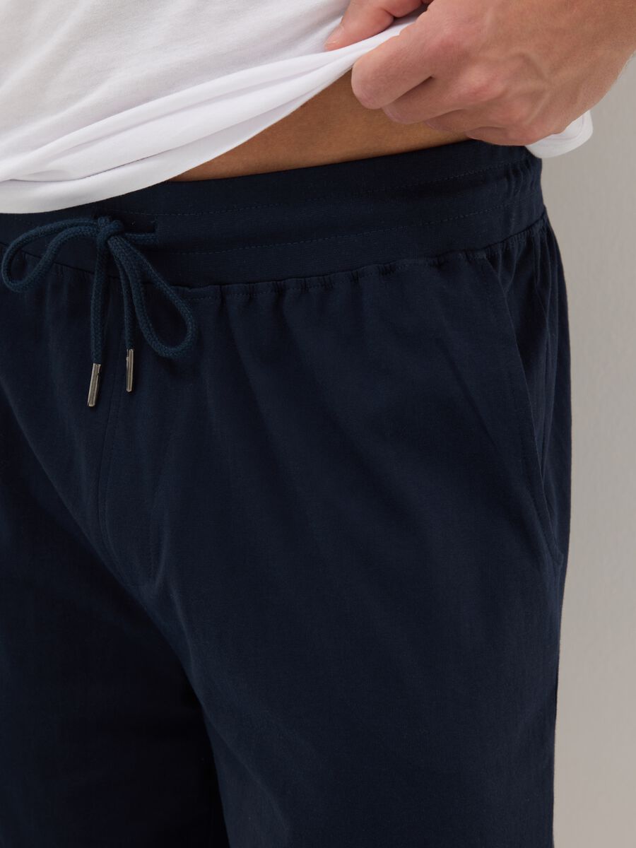 Blue pyjama shorts in pure cotton regular fit_3