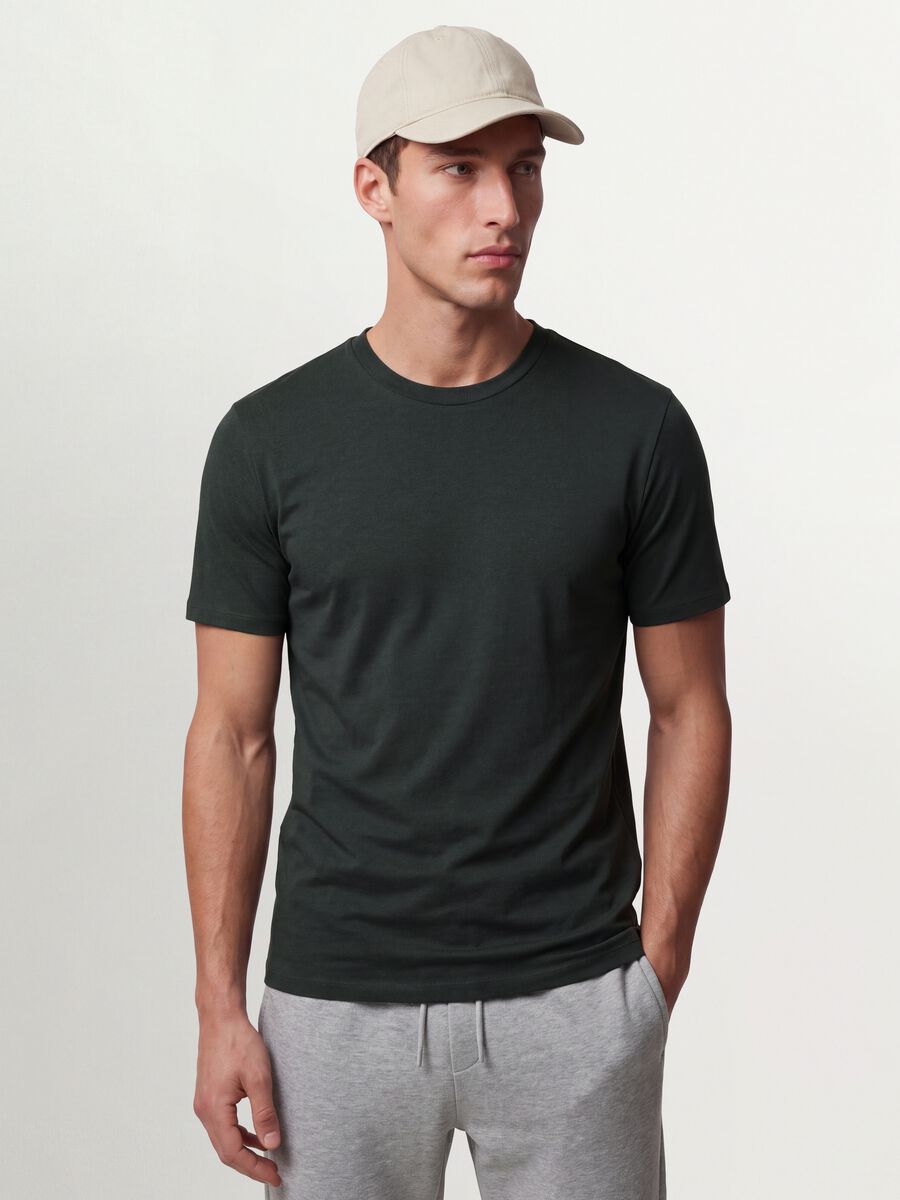 Green organic cotton slim-fit short-sleeve T-shirt_0