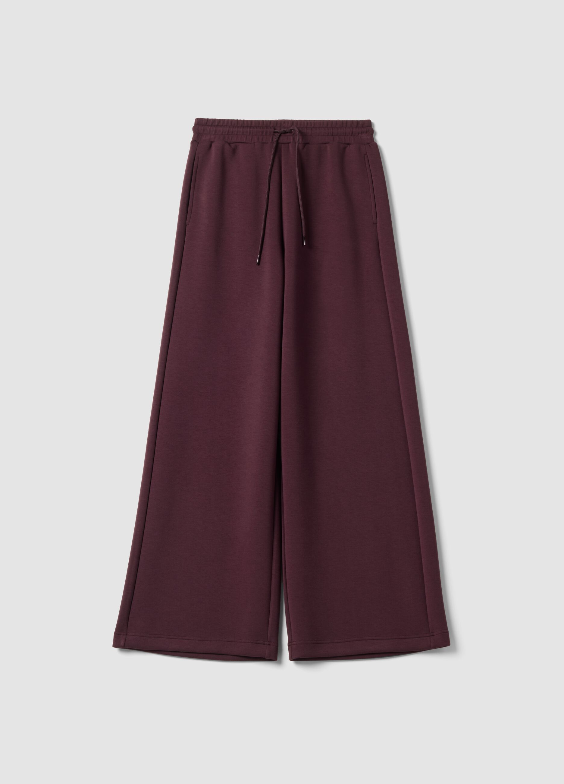 Pantaloni viola wide leg in modal elasticizzato con coulisse