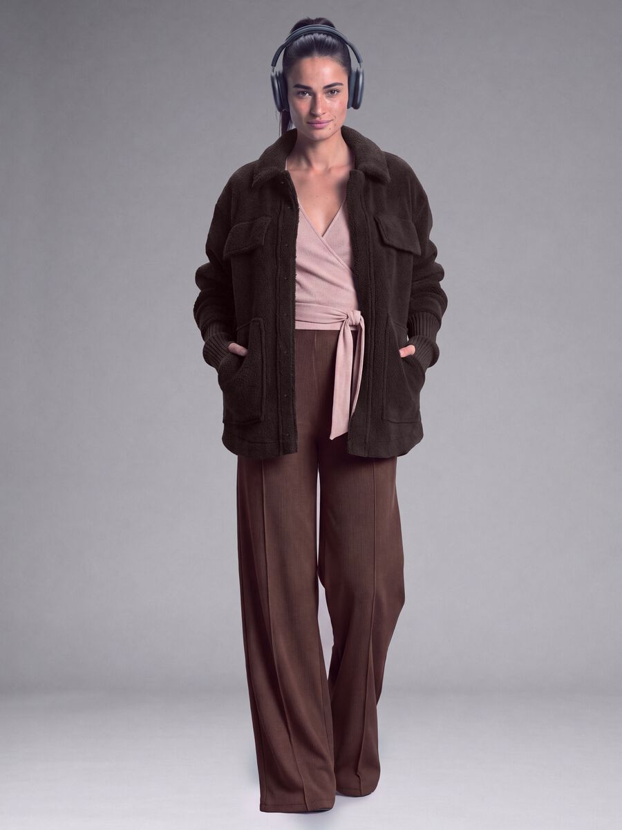 Brown stretch-modal wide-leg trousers ALTAVIA STUDIO_0