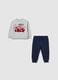 Grey and blue cotton blend kids jogging set featuring Cars_0