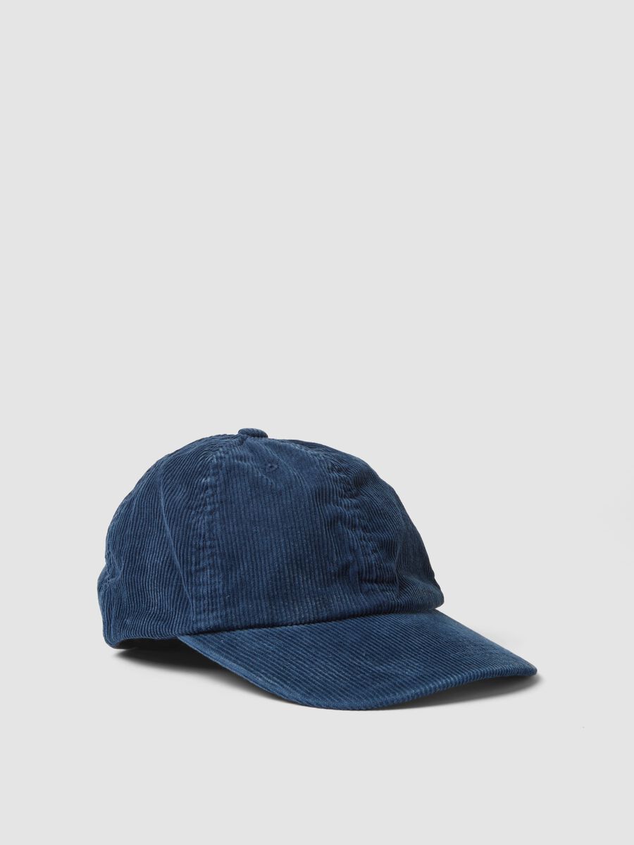 Cappello baseball denim in puro cotone a coste_0