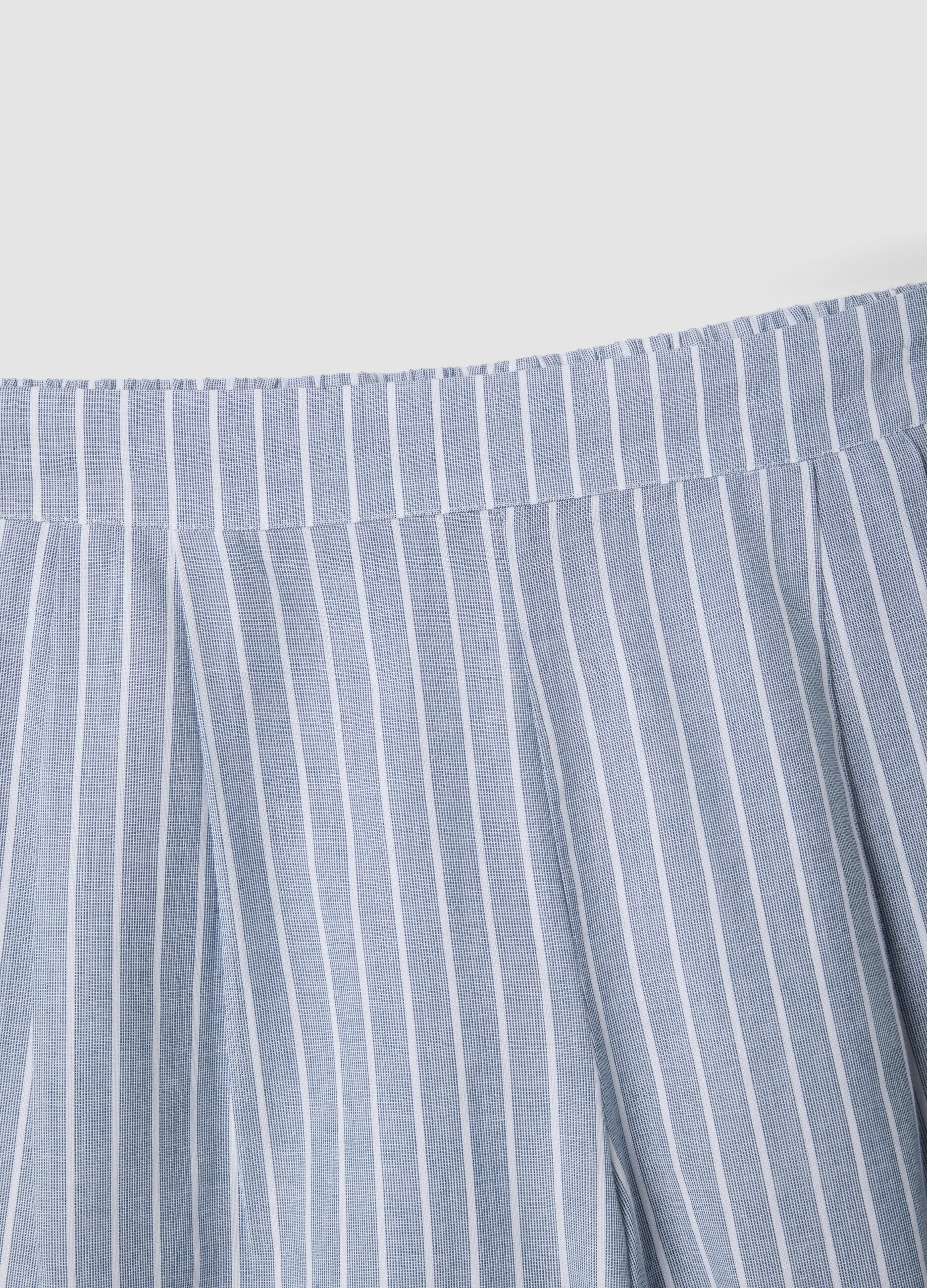 Sky-blue striped pure cotton shorts