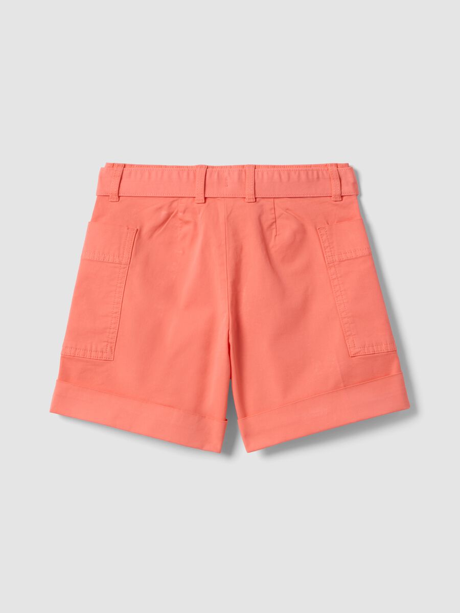 Regular fit pink stretch cotton shorts for girls_4