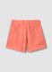 Regular fit pink stretch cotton shorts for girls_4