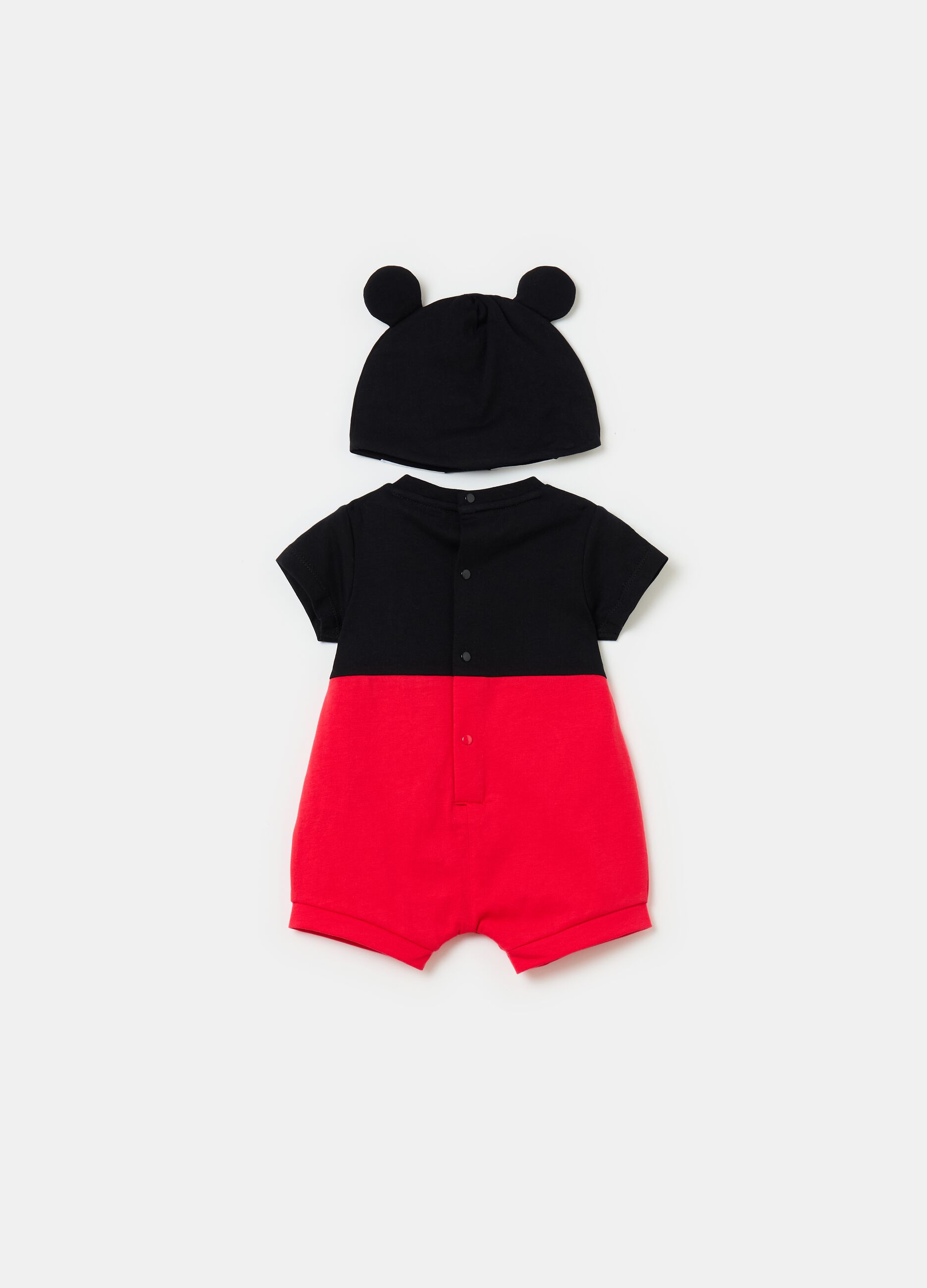 Set with Mickey Mouse romper suit and hat with ears
