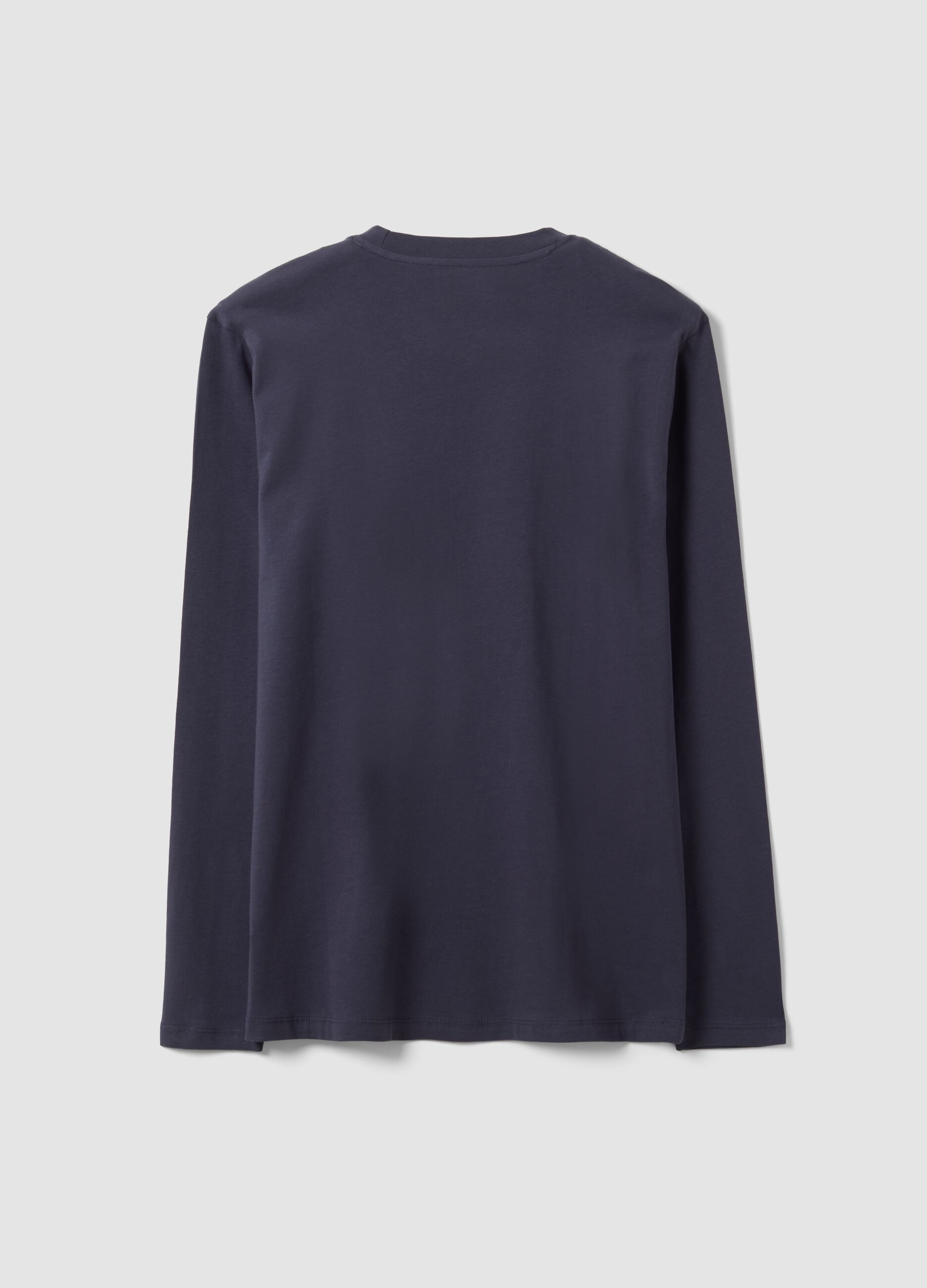 Grey long-sleeve crew-neck T-shirt in pure organic cotton