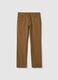 Regular Fit Brown Stretch Twill Trousers_4