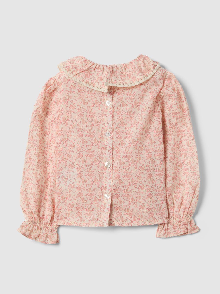 Girls' regular fit multicolor pure cotton blouse with flowers_1