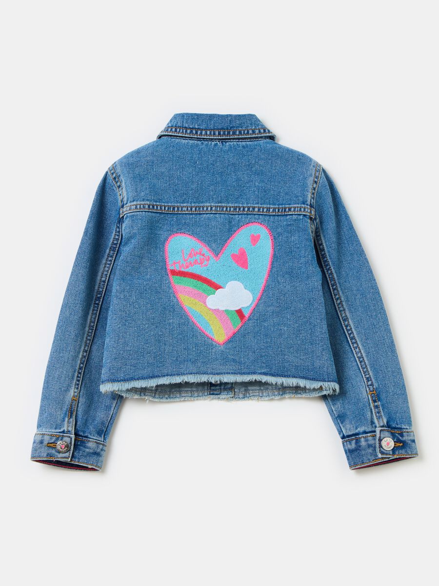 Giacca in denim con patch cuore_1