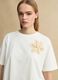 White pure cotton regular-fit T-shirt with floral appliqu&eacute;_0