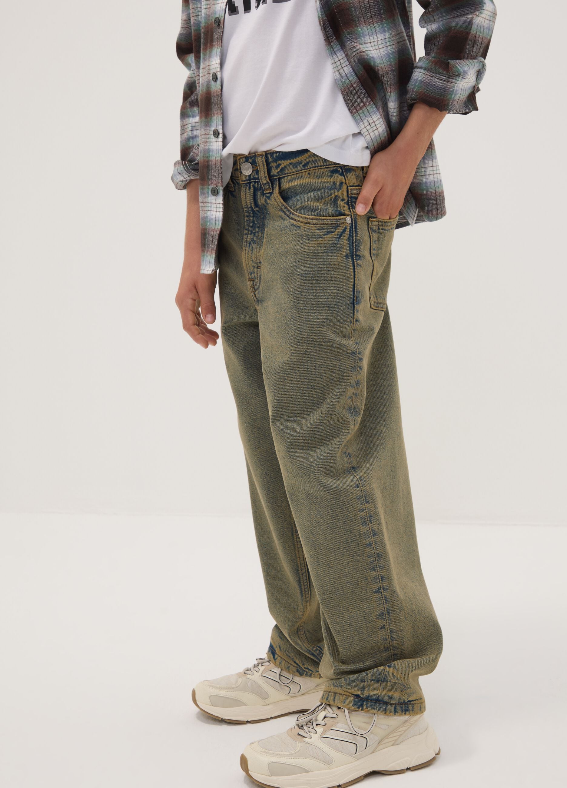 Pure cotton denim jeans, skater fit