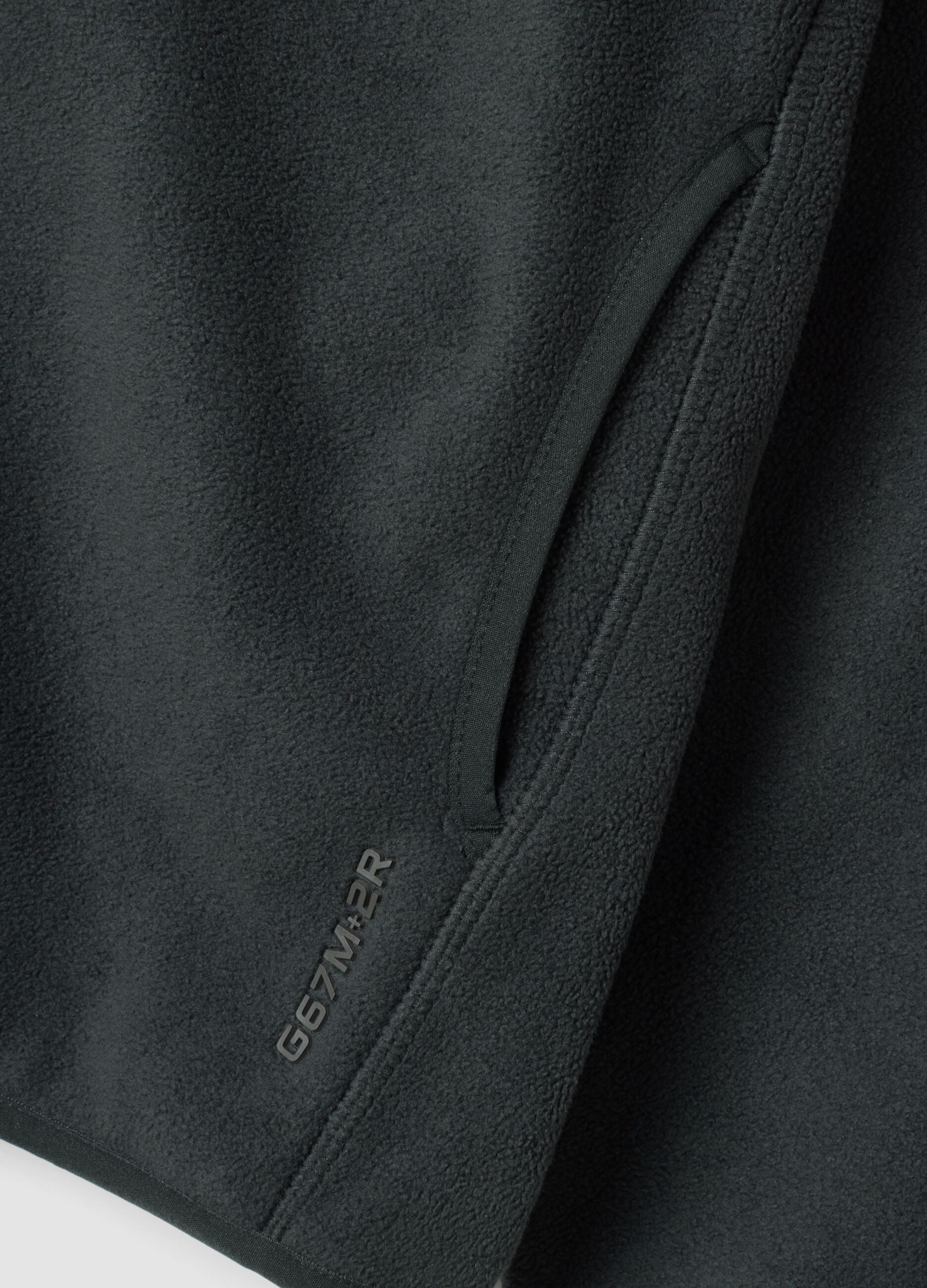 Green fleece sweatshirt with collar, regular fit