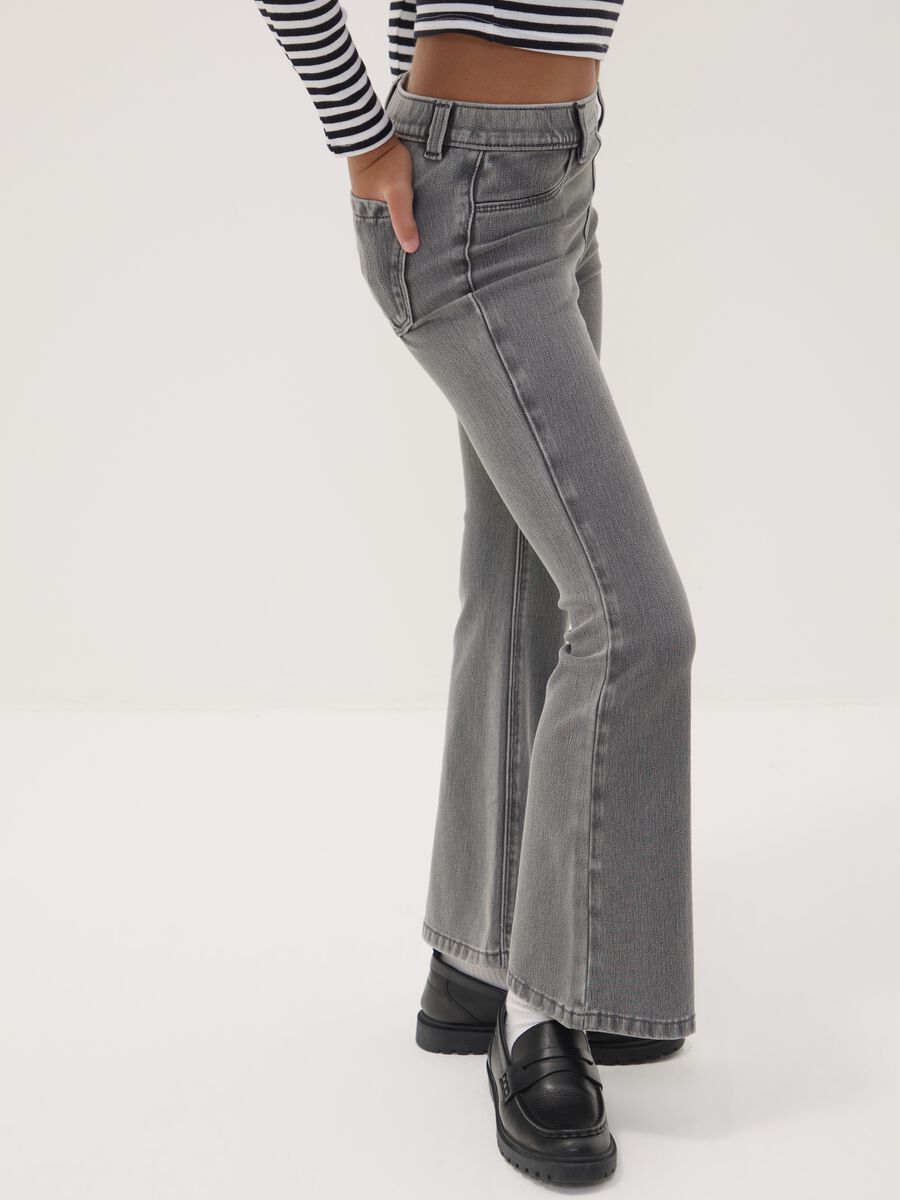 Girls&rsquo; grey flared jeggings in stretch cotton_2