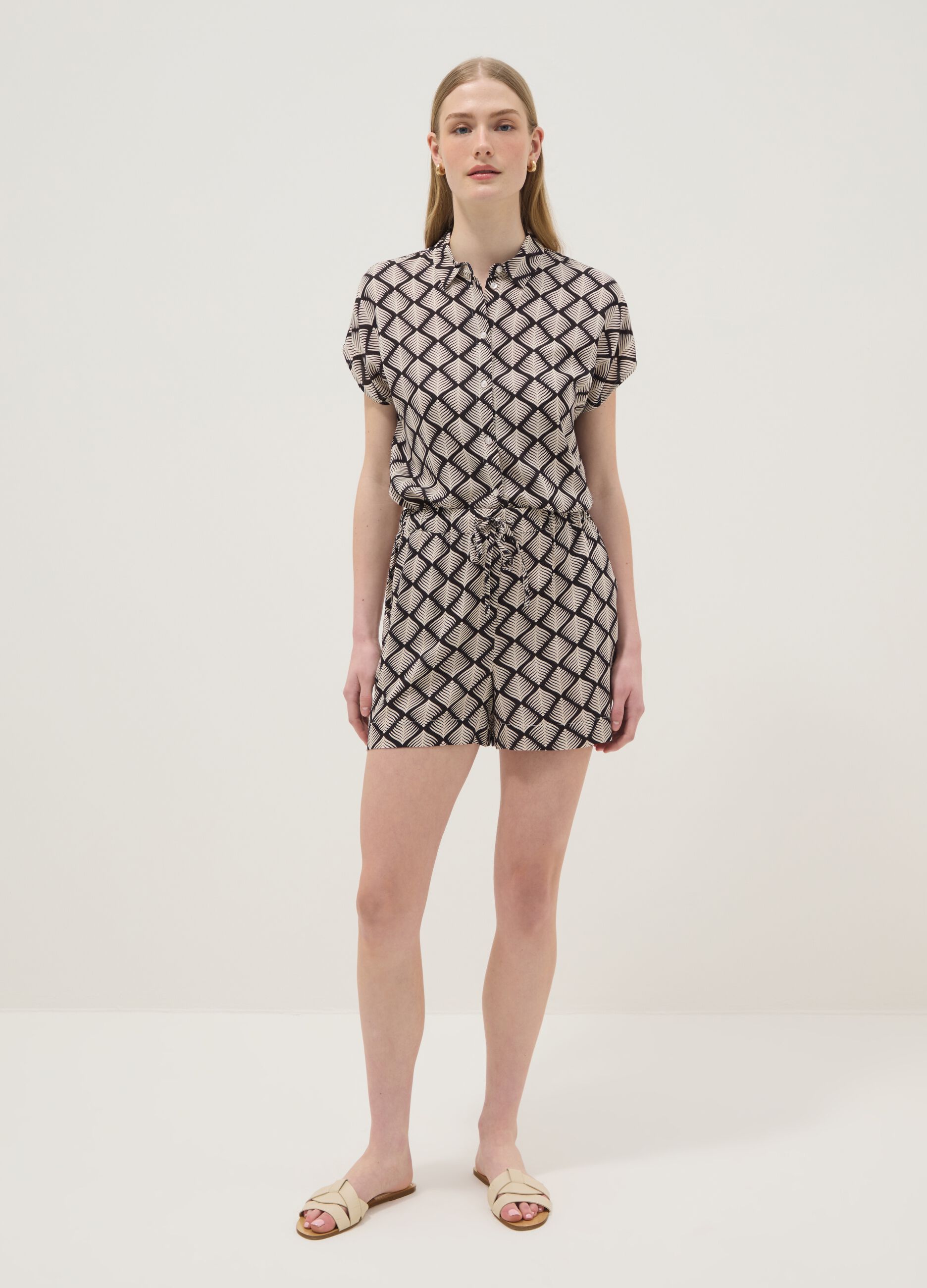 Pure viscose multicolour printed shirt, regular fit