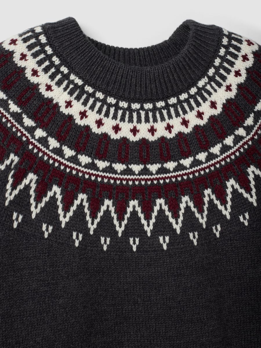 Maglia grigia in misto lana jacquard girocollo over fit_1