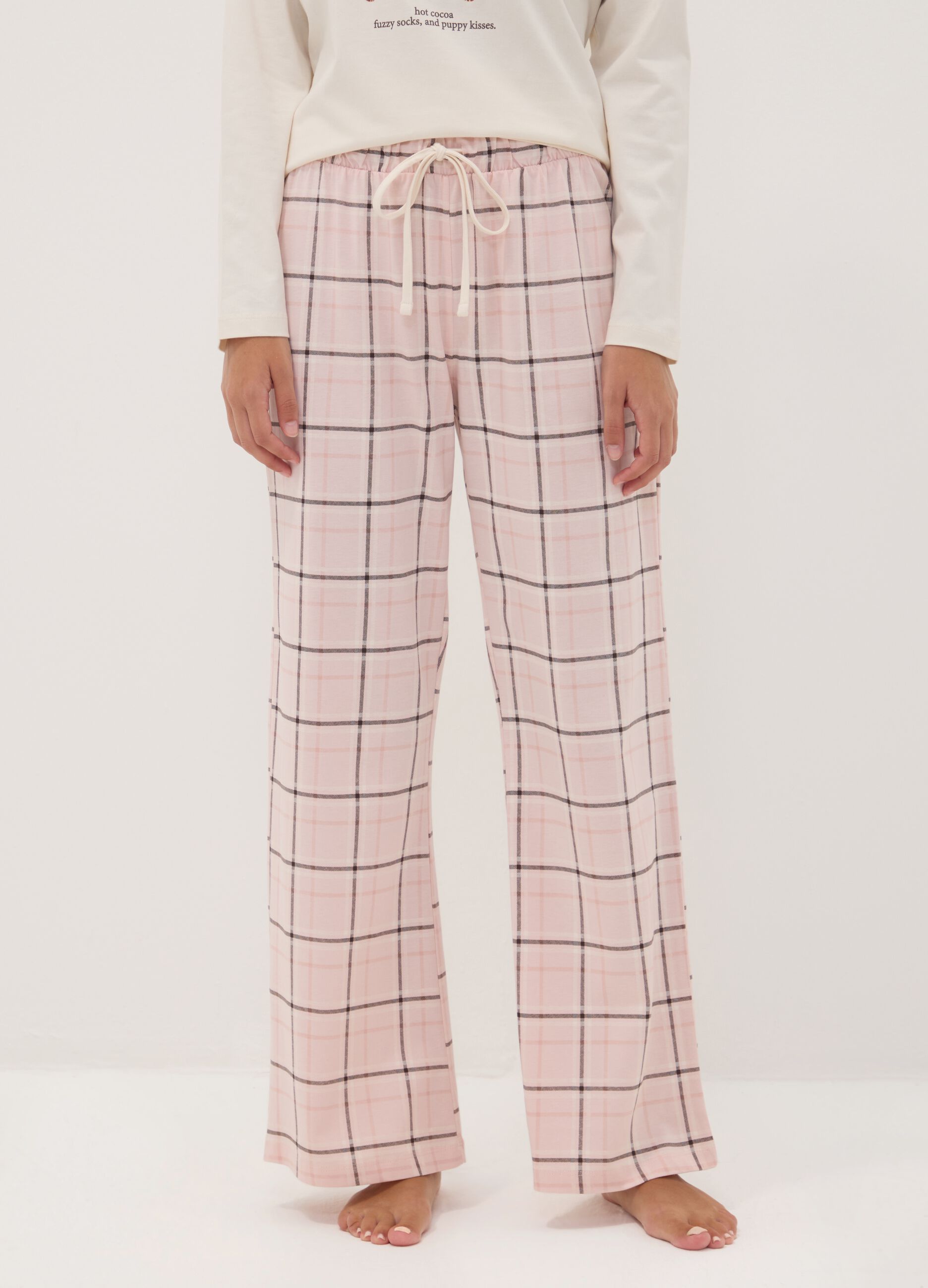 Pink pure organic cotton crew-neck pyjamas