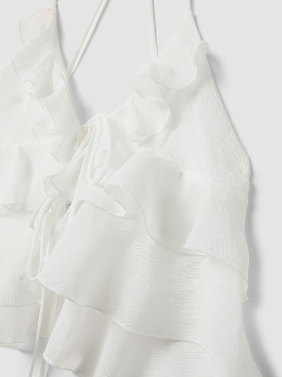 White ruffle top with thin straps_5