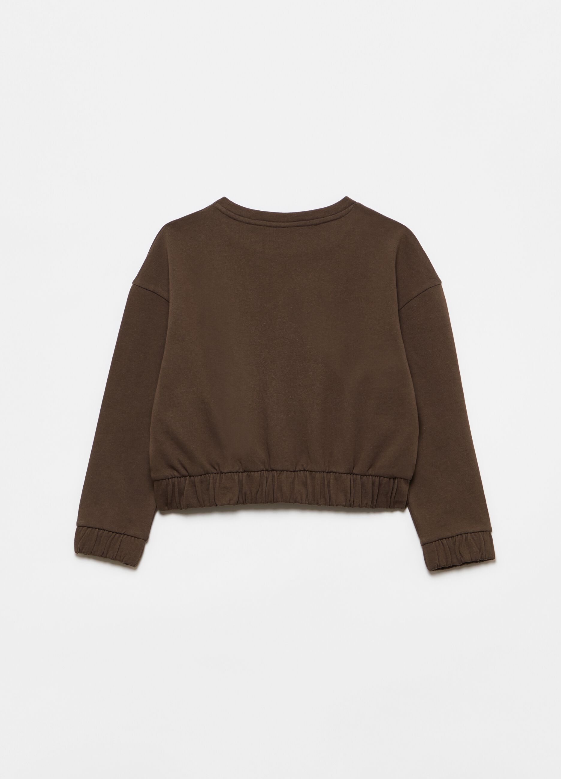 Crop sweatshirt in 100% cotton with print