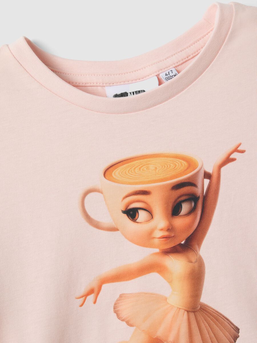 Girl's regular fit pink pure cotton t-shirt with print_3