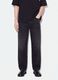 Schwarze Denim-Jeans mit Wide Leg aus reiner Baumwolle_1