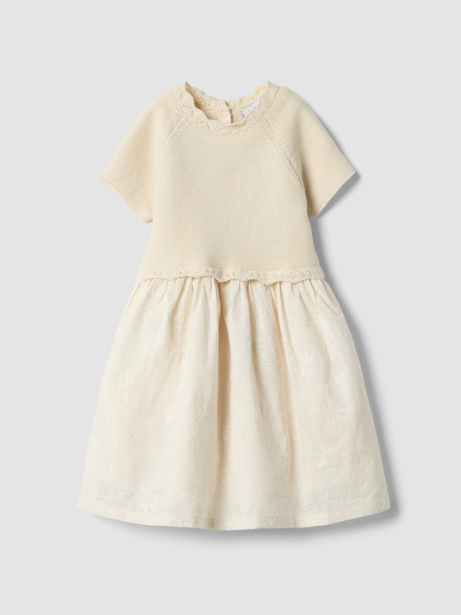 Beige dress in pure cotton with buttons_0