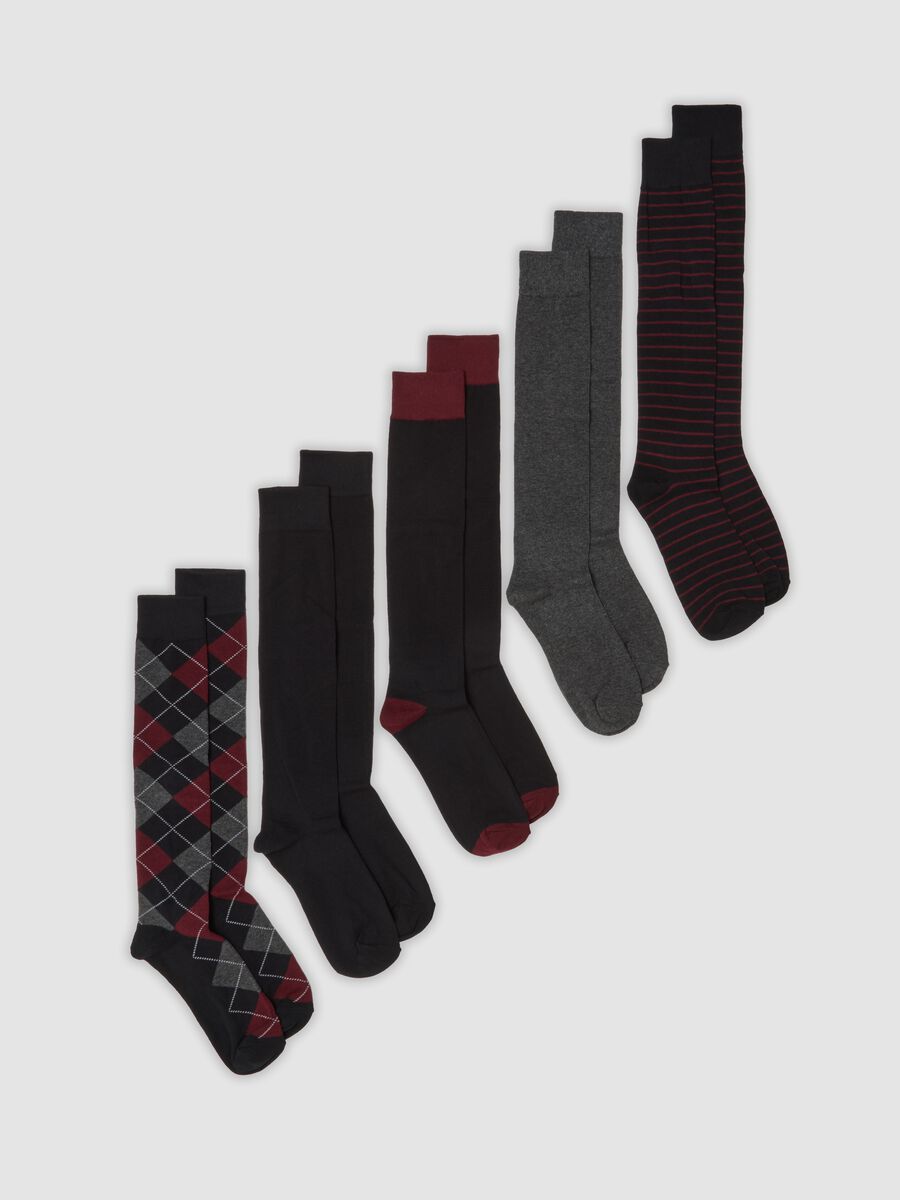 Pack of five multicolour long socks in stretch organic cotton_0