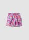 Pink pure cotton floral-print shorts for girls, regular fit_0