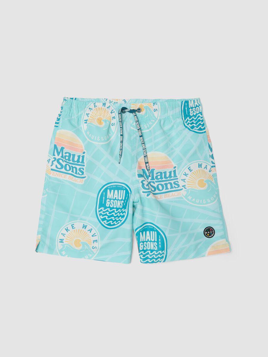 Short de bain gar&ccedil;on bleu &agrave; imprim&eacute; all-over_0
