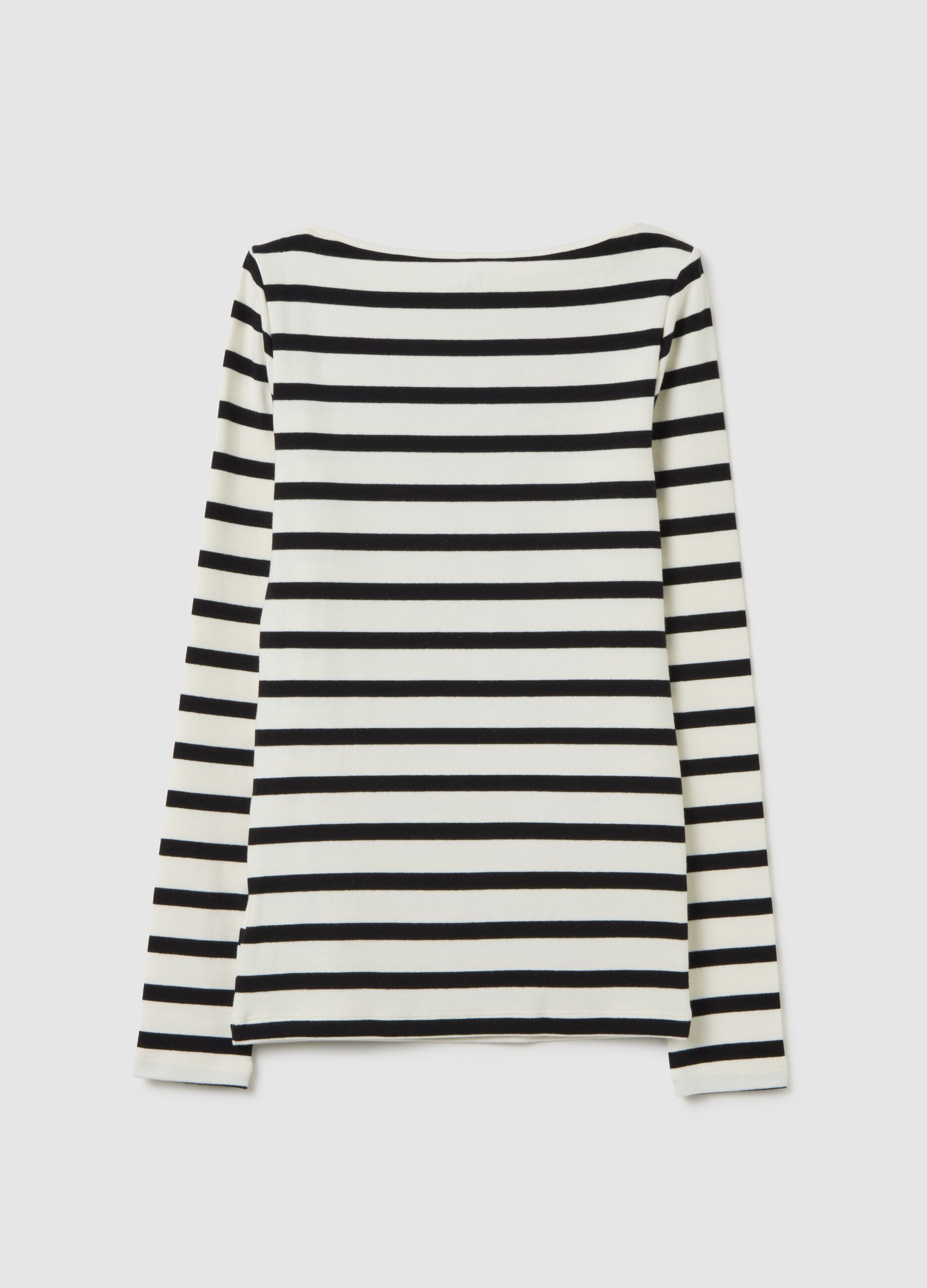 Striped T-shirt with boat neck