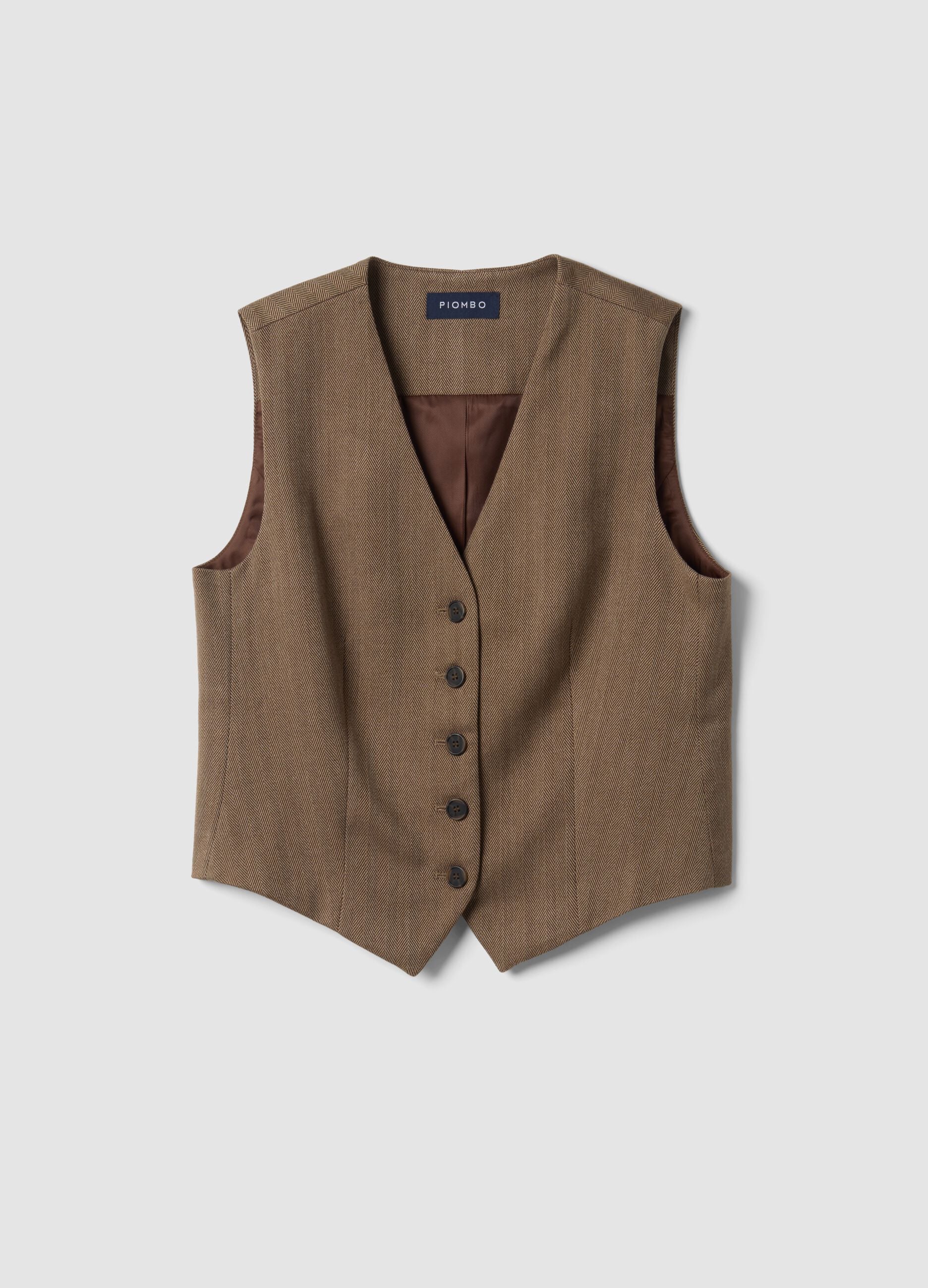 Gilet marrone in viscosa elasticizzata regular fit