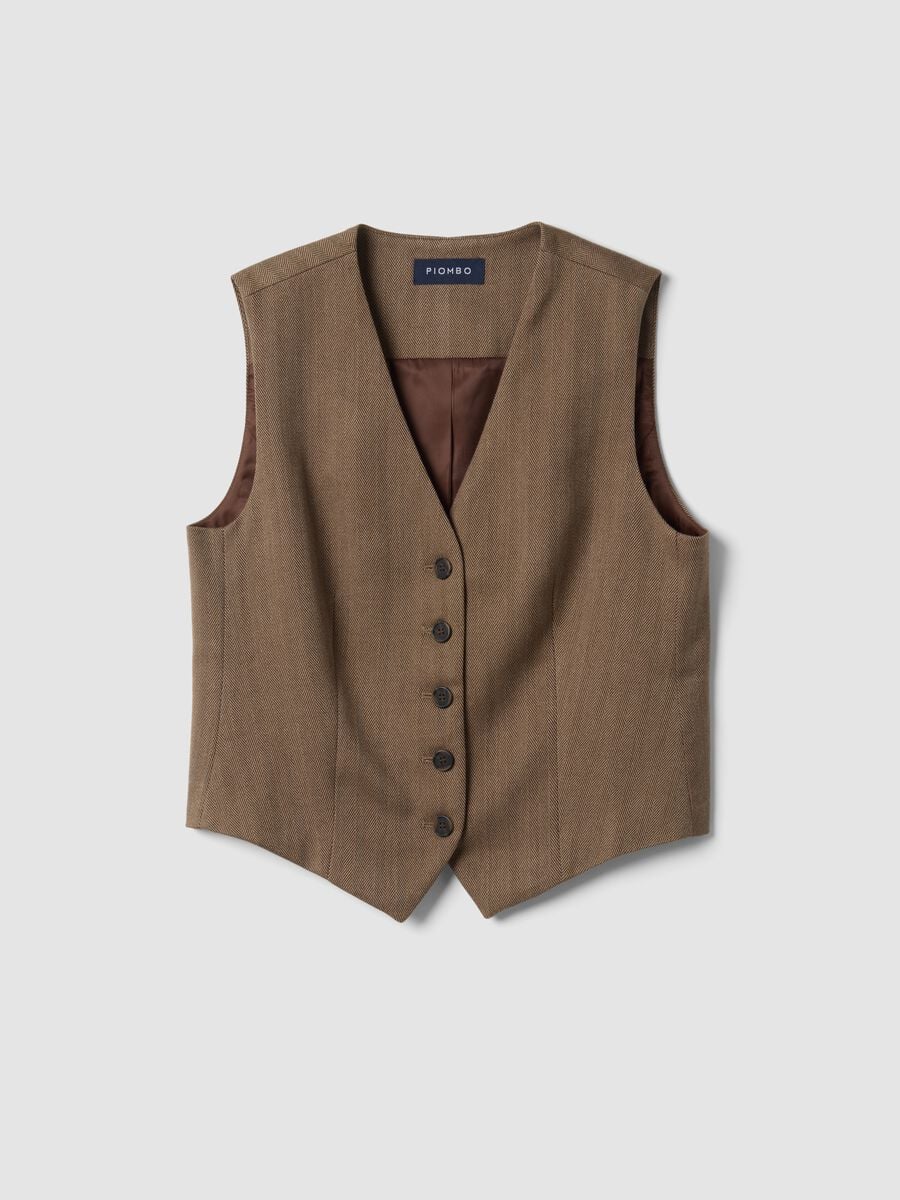 Gilet marrone in viscosa elasticizzata regular fit_0