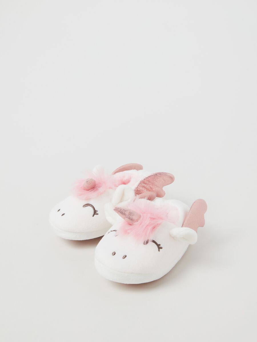 Zapatillas de casa de terciopelo con unicornio_1