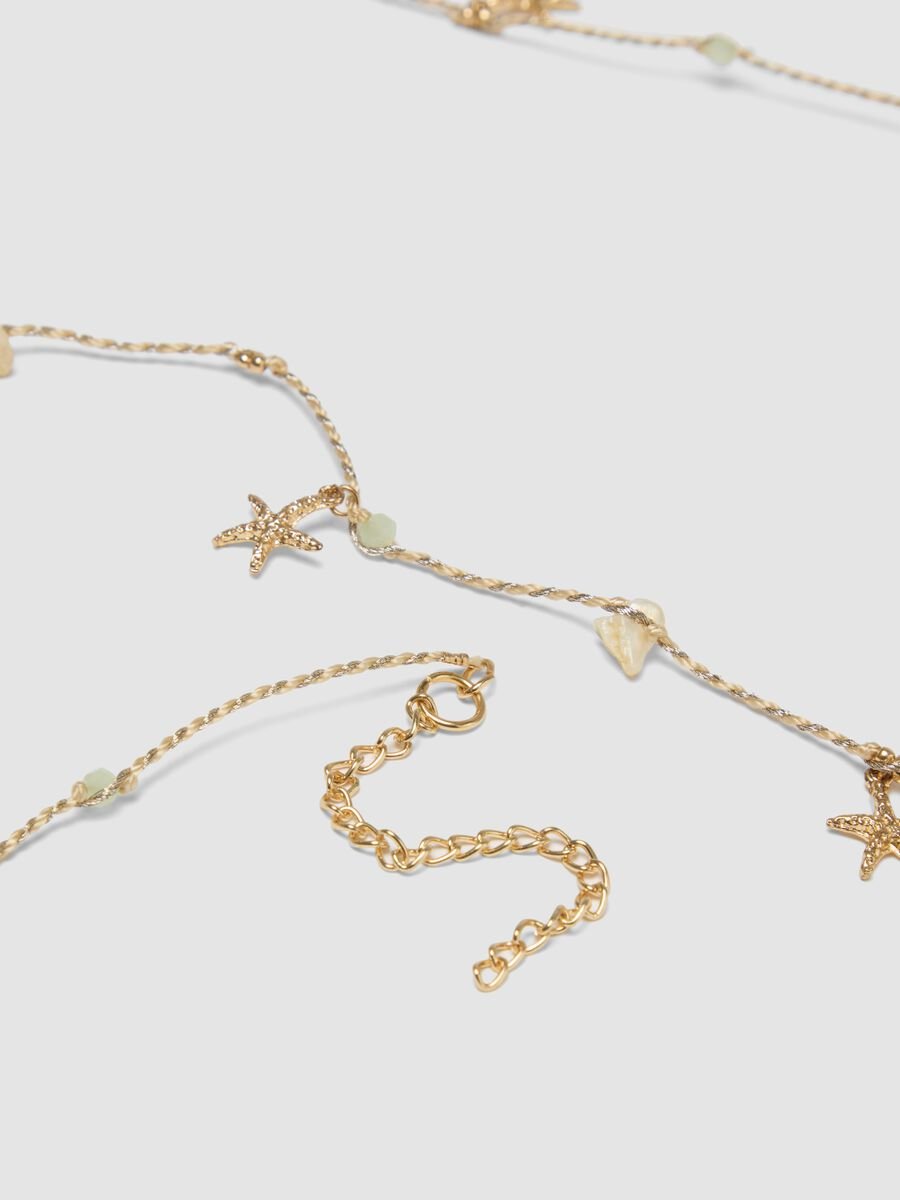 Beige Halskette mit maritimen Anh&auml;ngern und Steinen_2