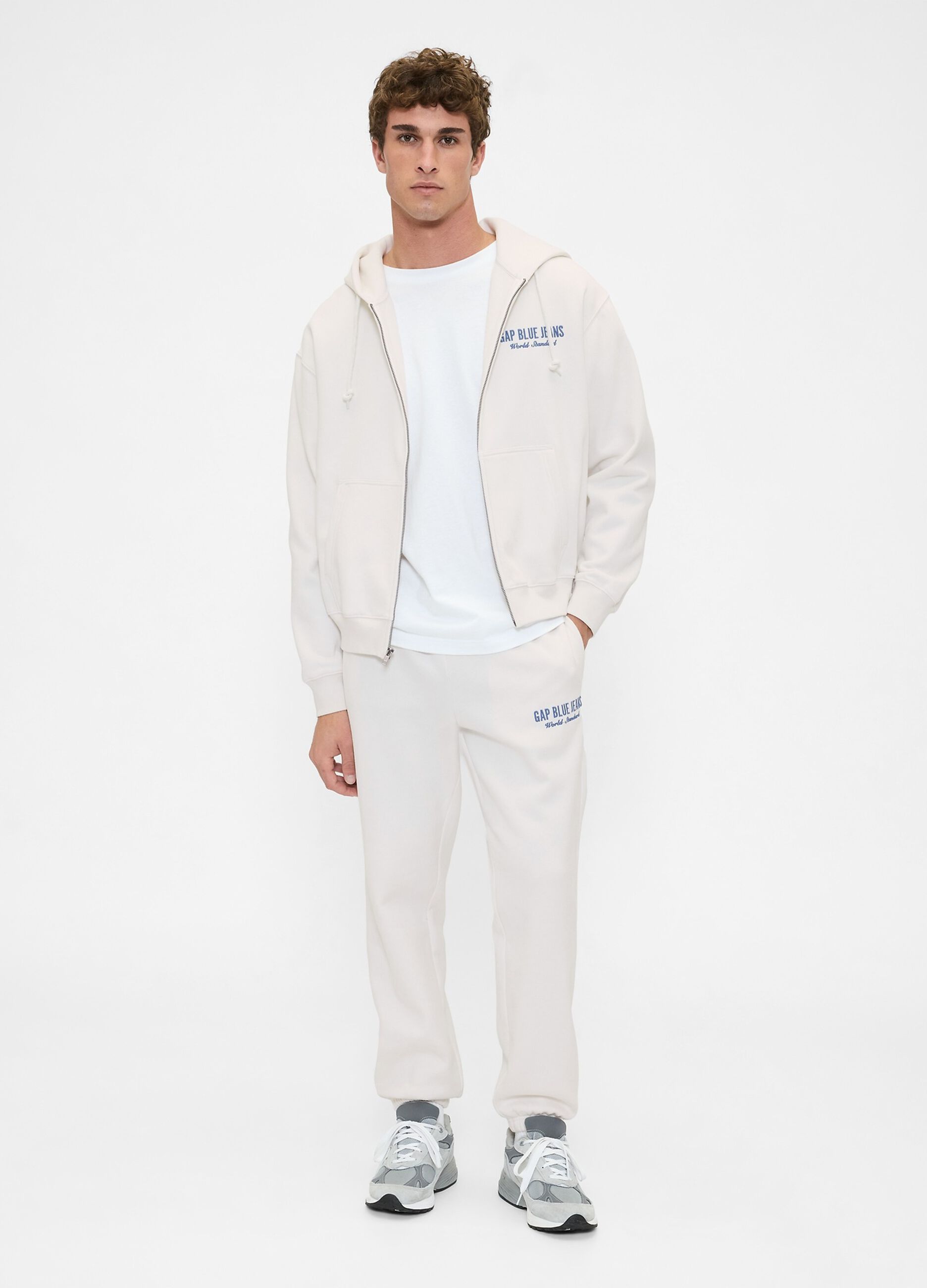 White zip-up hoodie